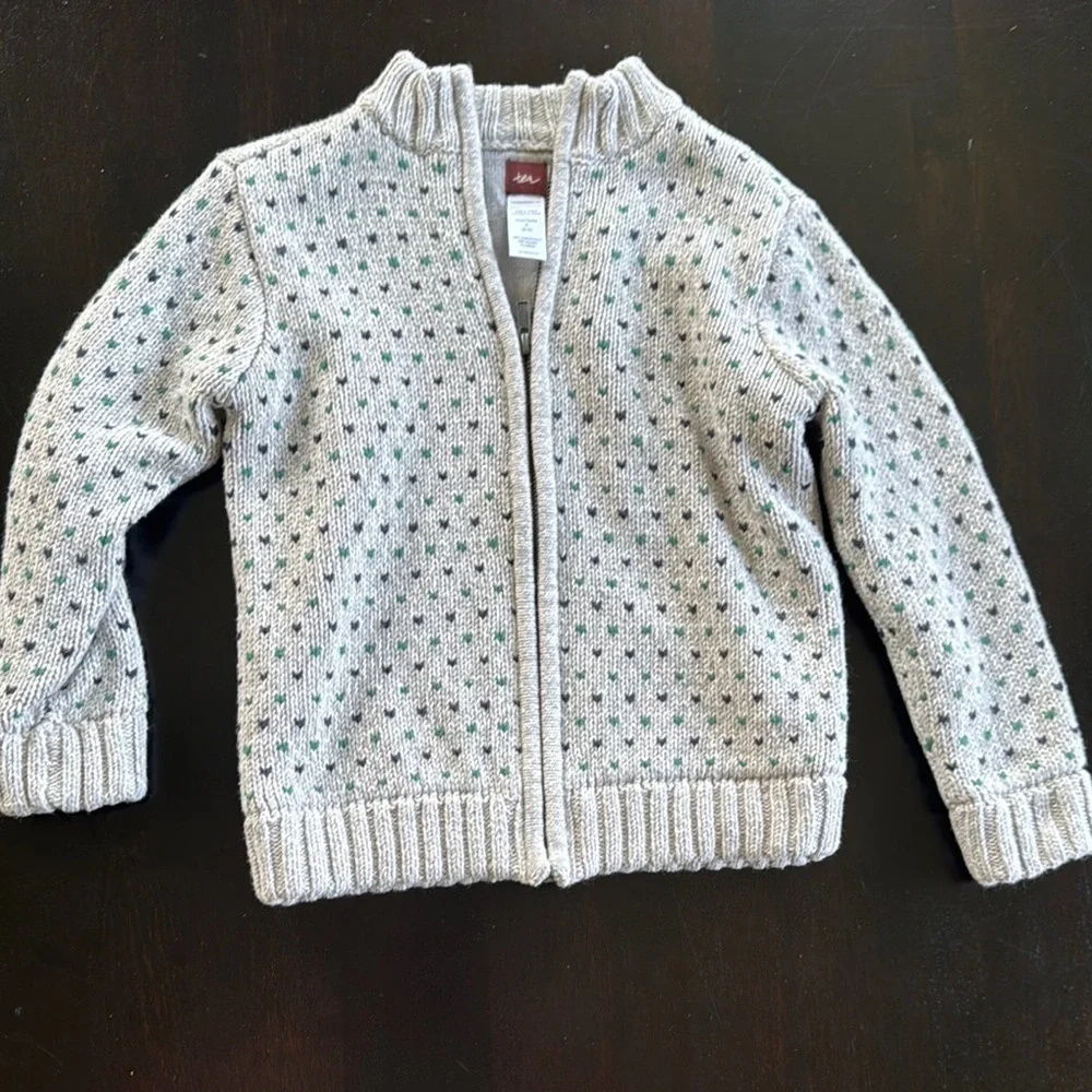 Tea Collection Cozy Gray and Green Knit Sweater - Picture 1 of 2